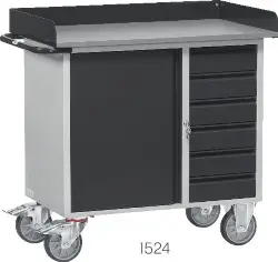 Produktfoto 1 von 12450/7016 Werkstattwagen m. Abrollrand 400kg Tragkraft RAL7016 anthr.