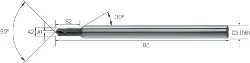 Produktfoto 1 von 2.FC.10030090.1 CrazyMill Champfer VHM RIP Front,UNI, Z5 3,00 MIKRON