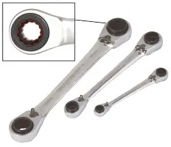 Produktfoto 1 von 3463 Knarren-Ringschlüssel-Satz 4 in 1, 3-teilig SW 8-19 mm