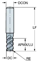 Produktfoto 1 von RA216244850BAK24P1630 SANDVIK COROMILL PLURA-Schaftfräser mit Eckenradius