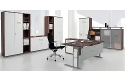 Produktfoto 1 von N-647306-NS PC-Schreibtisch, Nussbaum, 1800x800/1000x680-820 mm
