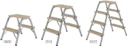 39003 Tritt - Holme aus Stahl, grau 3 Stufen - Deckbrett mit Griff