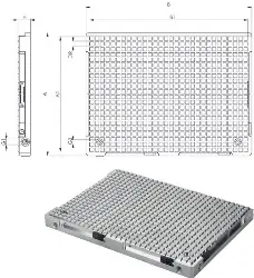 Produktfoto 1 von 564367 Vakuumspannplatte, Basic 390x390x30 mm, R:12,5 mm, AMF