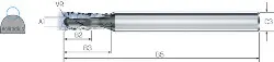 Produktfoto 1 von 2.CMC30.B5Z2.300.1 CrazyMill Cool-B VHM RIP VR 3,0xd,UNI, IK, Z2, 3,00/R=1,50