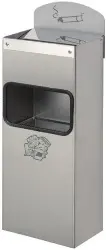 14983 Kombi-Wandascher, 0,8/4-l, VA, mit Hinweisschild, silber besc