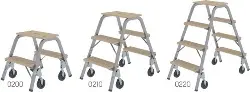 39012 Tritt mit Brems-Bockrollen 2 Stufen - Deckbrett mit Griff