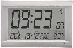 Produktfoto 1 von B065 0599 0-10 LCD-Funkwanduhr Digital Display, silber matt