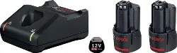 Produktfoto 1 von 1600A019R8 Akku-Set 12 V, 2x 2.0 Ah inkl. GAL 12V-40 -BOSCH-