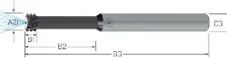 Produktfoto 1 von 312647 Gewindefräser, VHM AlTiCrN,UNI GFT Shark, 3xD, M3x0,5 JBO