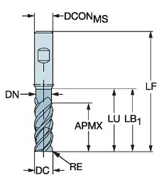 Produktfoto 1 von 2S4401588304SD1725 CoroMill® Plura Vollhartmetall-Schaftfräser für Stabilität und Spanraum
