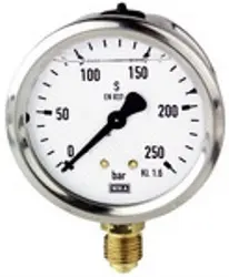 Produktfoto 1 von 735-C 735-C, Glyzerinmanometer, CrNi-Stahl, G 1/2 unten, 0 - 400,0 bar, Ø 100
