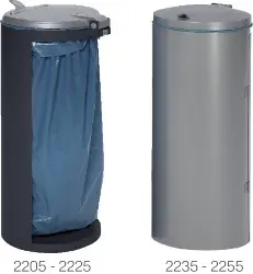Produktfoto 1 von 1087 Abfallsammler 150 l Doppeltür Ø 500 x H 980 mm, silber