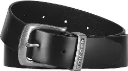 652007BLACK65-95 Gürtel Leder, schwarz 65-95 cm -TRICORP-