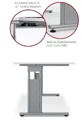 S-617102-AS Schreibtisch höhenverstellbar 1200x800x680-820, Ahorn/Silber
