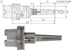 Produktfoto 1 von 575075406150 Dehnspannfutter PHC-SB, lang ISO12164-1 HSKA 63x06 NT