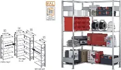 32642-ECK Steck-Eckregal RAL7035, 6 Etag 3000 × 1000 × 400 mm, 100kg GR
