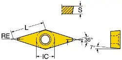 Produktfoto 1 von VCMT110308-MM2220 SANDVIK CoroTurn® 107 Wendeschneidplatte zum Drehen