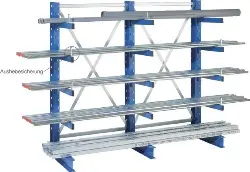 Produktfoto 1 von 20075122 Kragarmanbauregal doppelseitig 4 Arme, H2000 x T1000 x 600 mm