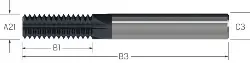 Produktfoto 1 von 310007 Gewindefräser, VHM, TiAlN, HRC GFH 2,0xD, M 4 x0,70 JBO