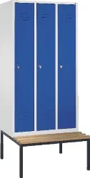 Produktfoto 1 von 8050-32 Garderobenschrank 3Abt. m.u.Sitzb.2090x1200x500mm