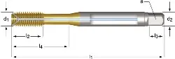 Produktfoto 1 von 26181523 DORMER Gewindeformer , M, HSCO, TIN,DIN 2174, 6HX, IK