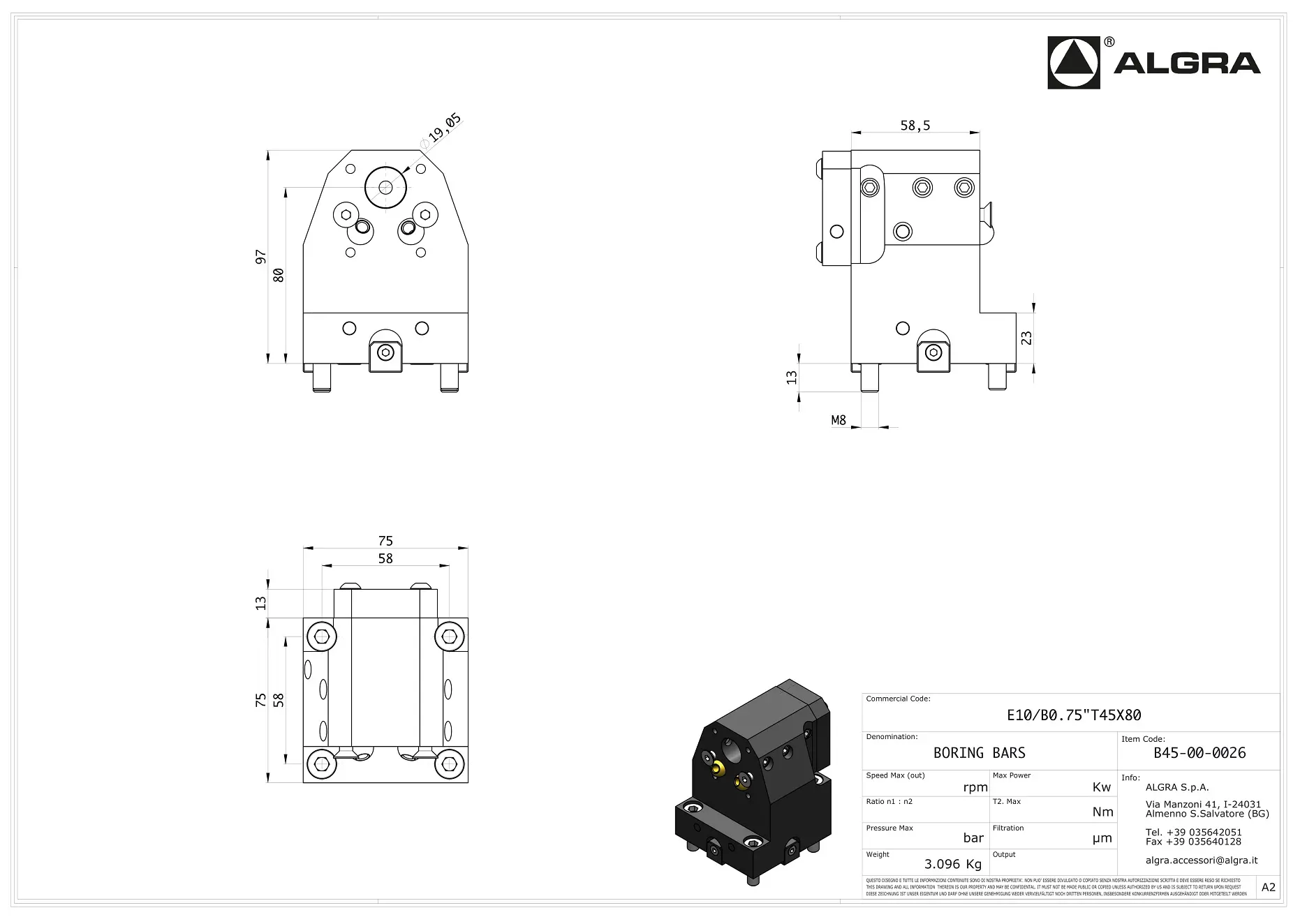 Produktfoto 1 von E10/B0.75"T45X80