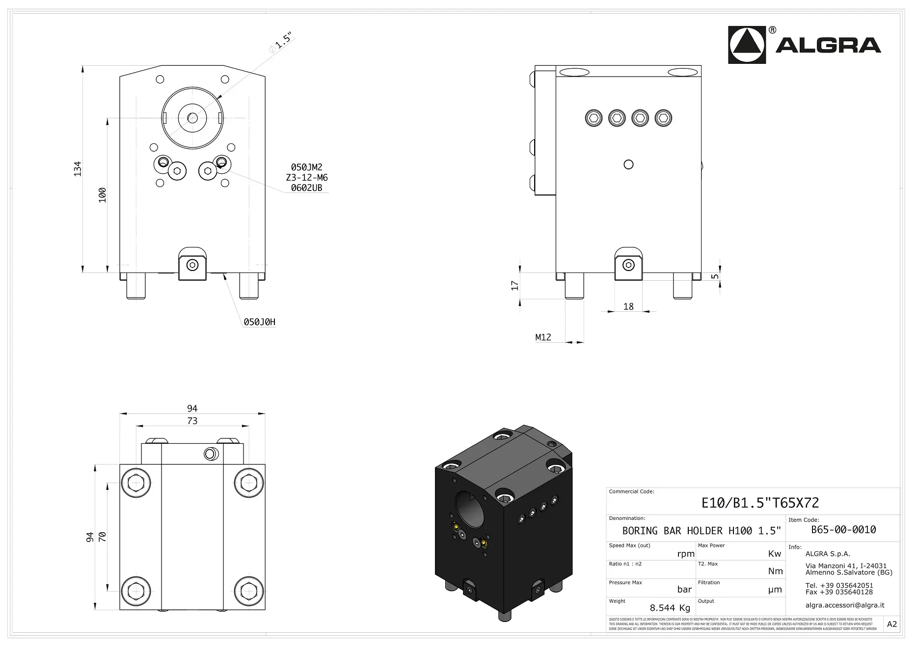 Produktfoto 1 von E10/B1.5"T65X100