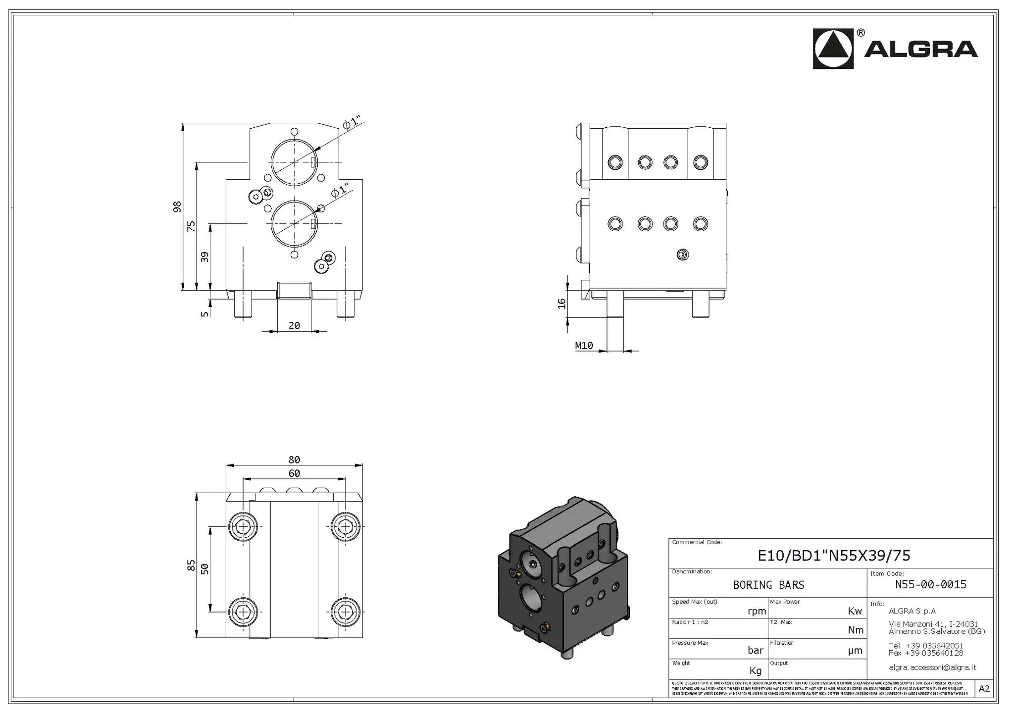 Produktfoto 1 von E10/BD1"N55X39/75