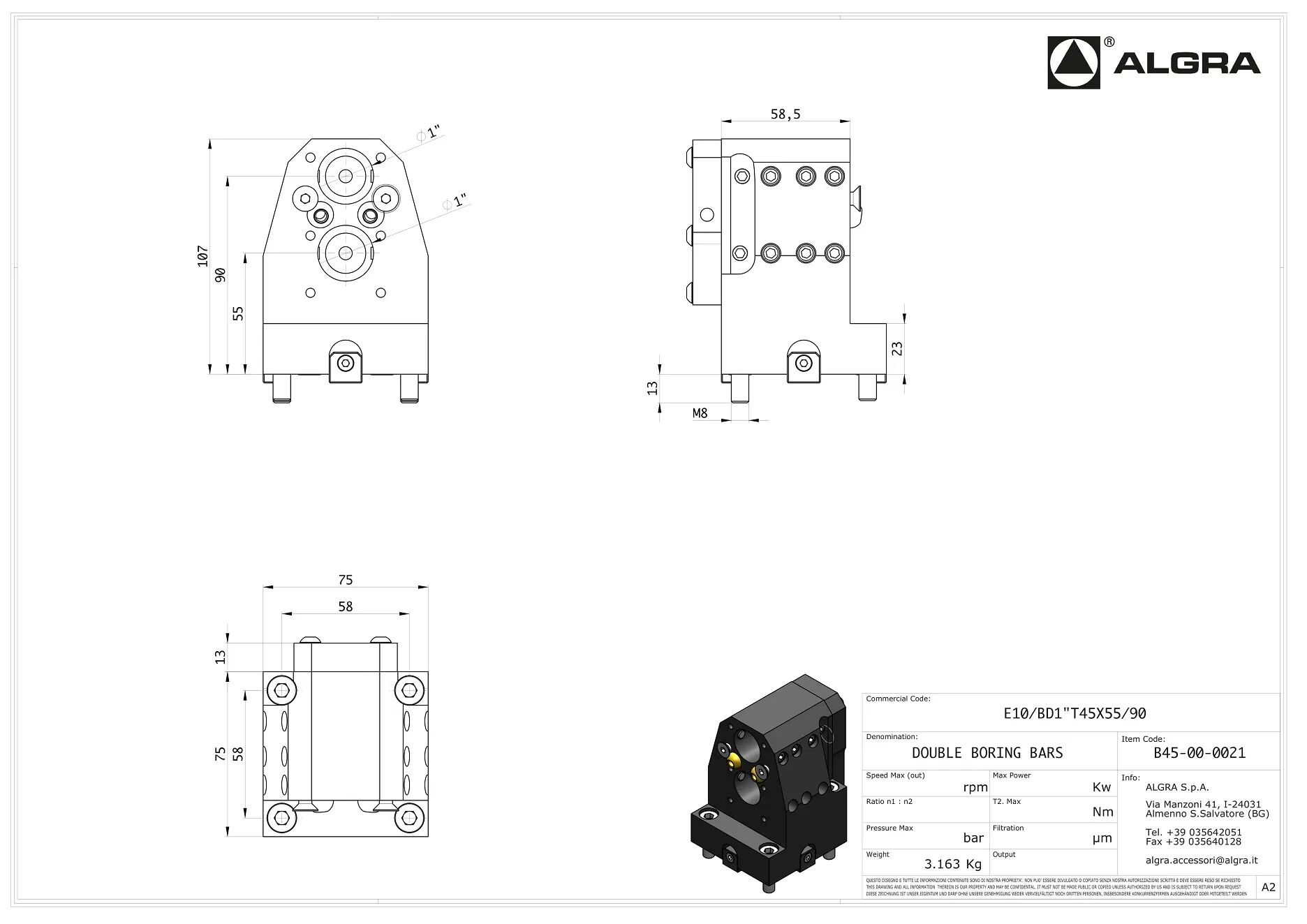 Produktfoto 1 von E10/BD1"T45X55/90