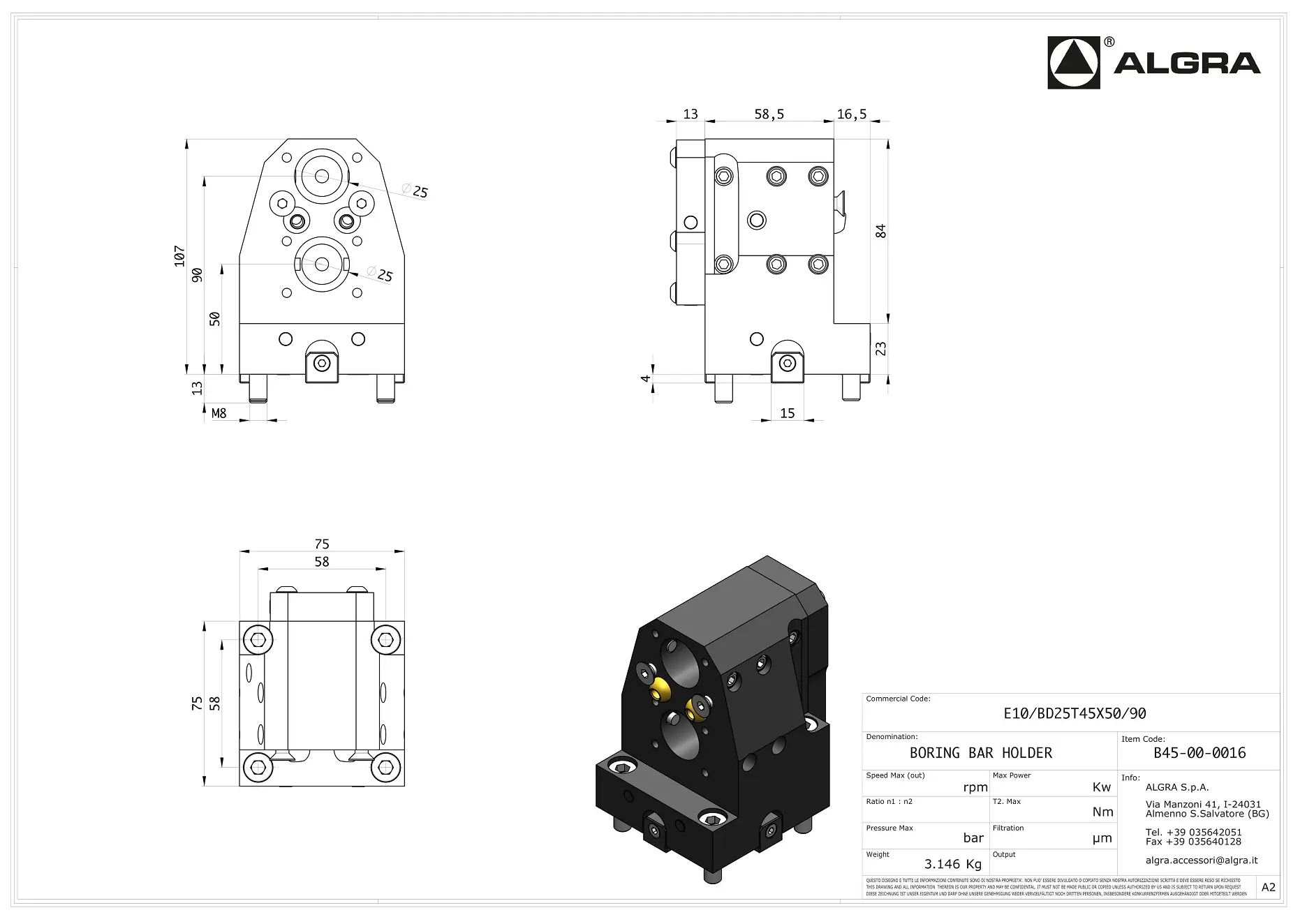 Produktfoto 1 von E10/BD25T45X50/90