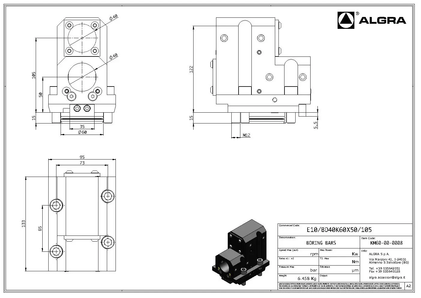 Produktfoto 1 von E10/BD40K60X50/105