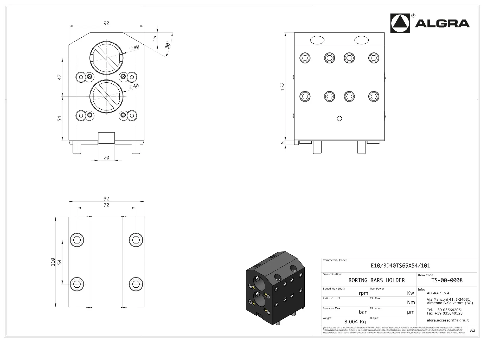 Produktfoto 1 von E10/BD40TS65X54/101