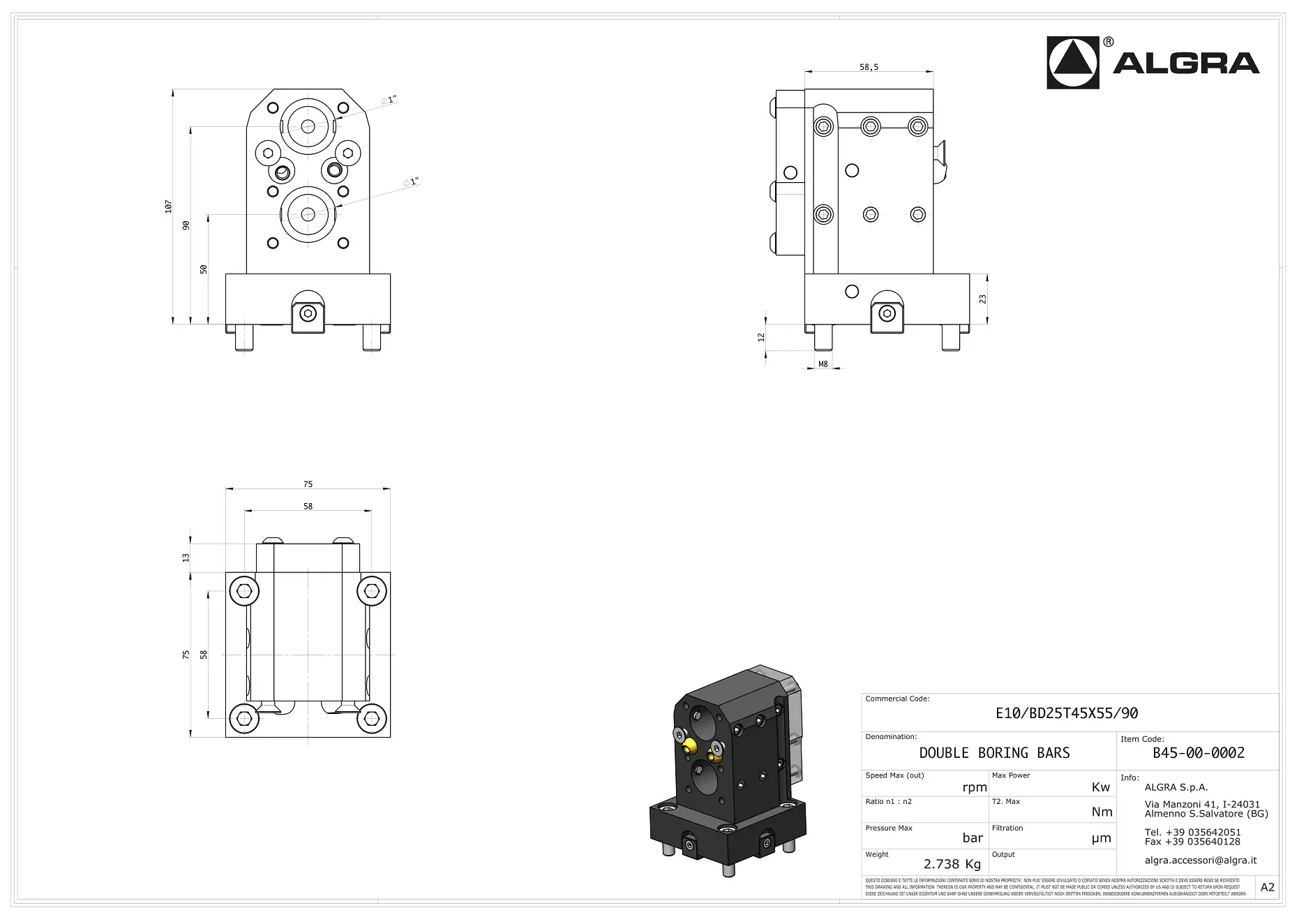 Produktfoto 1 von E10/BDN1"T45X50/90