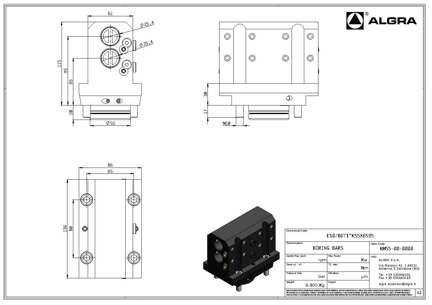 Produktfoto 1 von E10/BDT1"K55X65/95