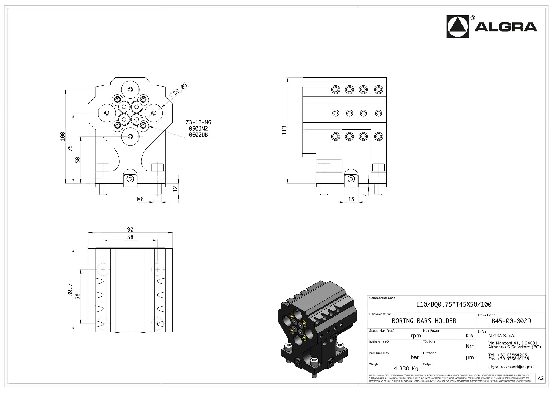 Produktfoto 1 von E10/BQ0.75"T45X50/100