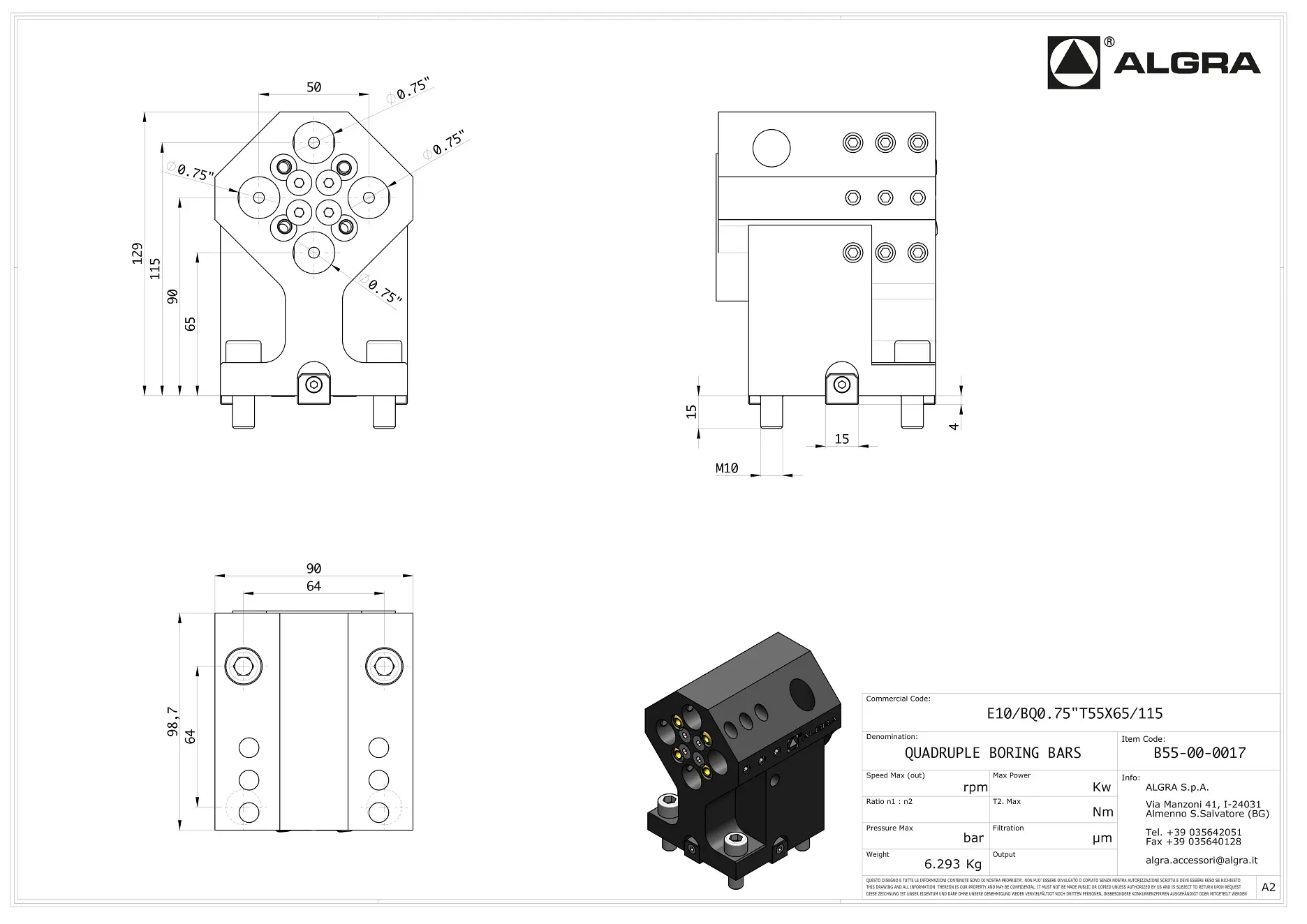 Produktfoto 1 von E10/BQ0.75"T55X65/115