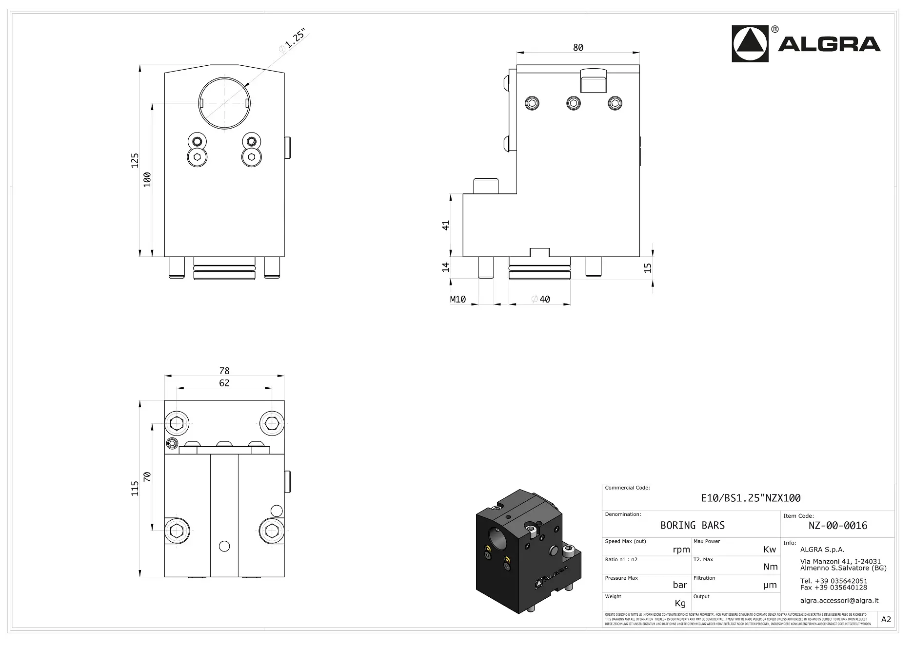 Produktfoto 1 von E10/BS1.25"NZX100