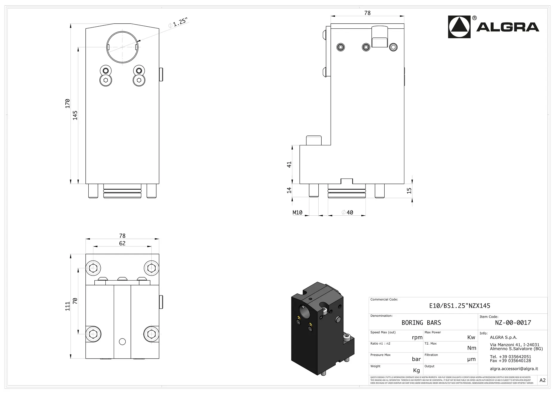 Produktfoto 1 von E10/BS1.25"NZX145