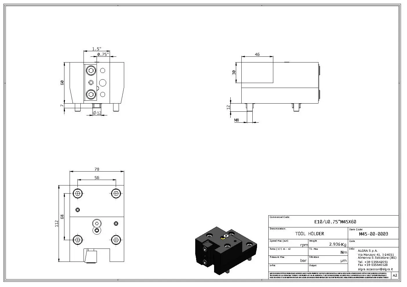 Produktfoto 1 von E10/U0.75"M45X60