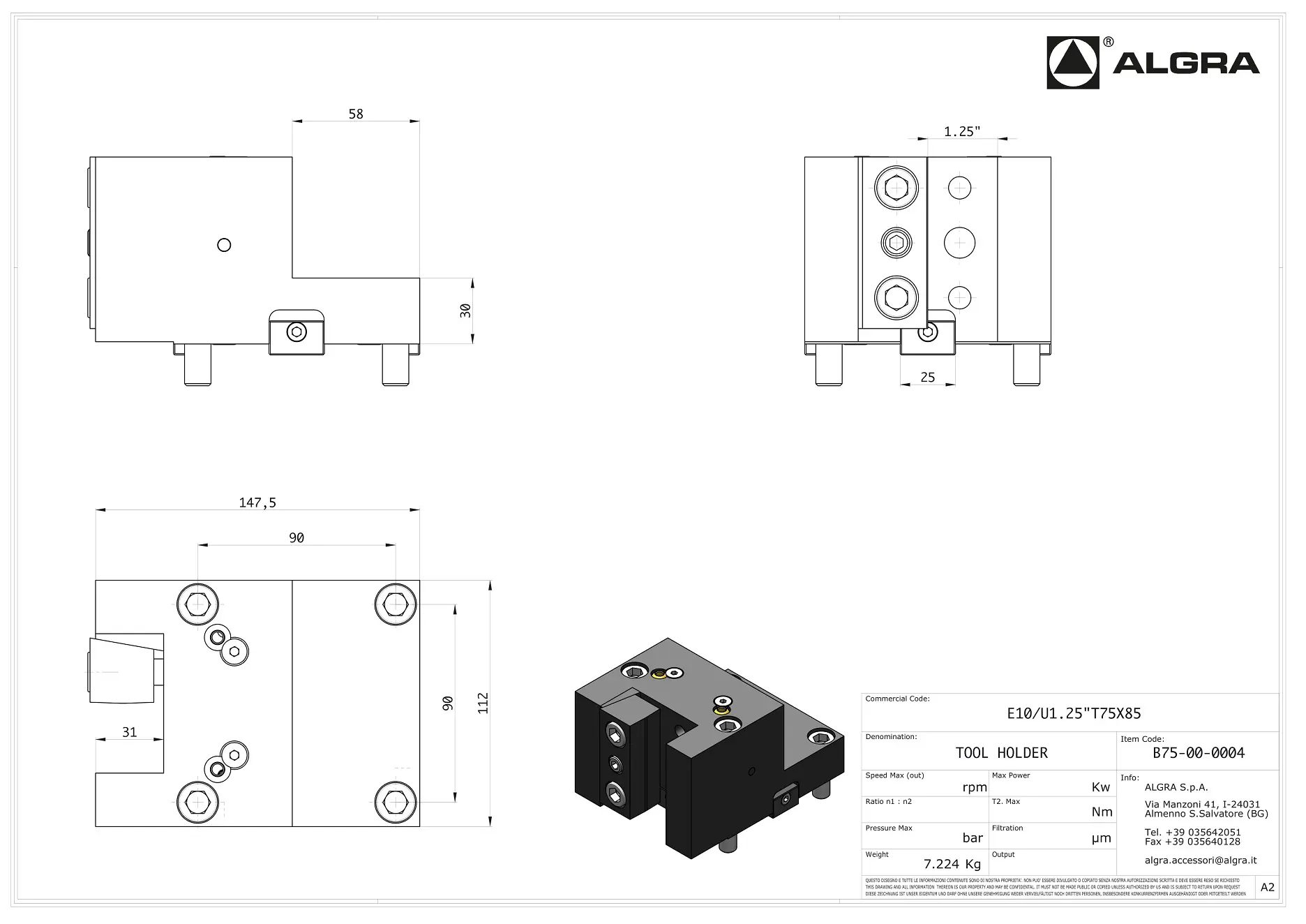 Produktfoto 1 von E10/U1.25"T75X85