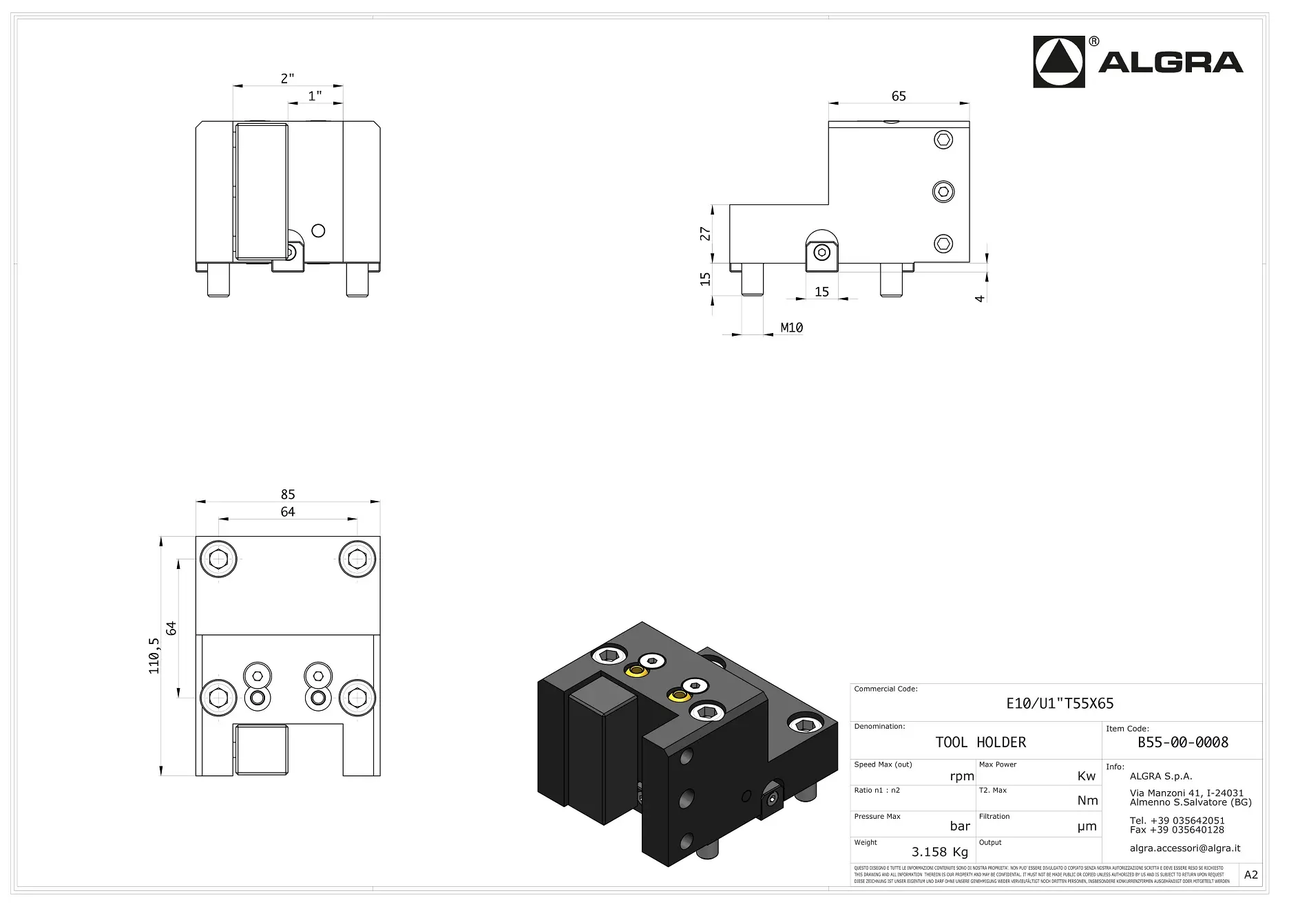 Produktfoto 1 von E10/U1"T55X65