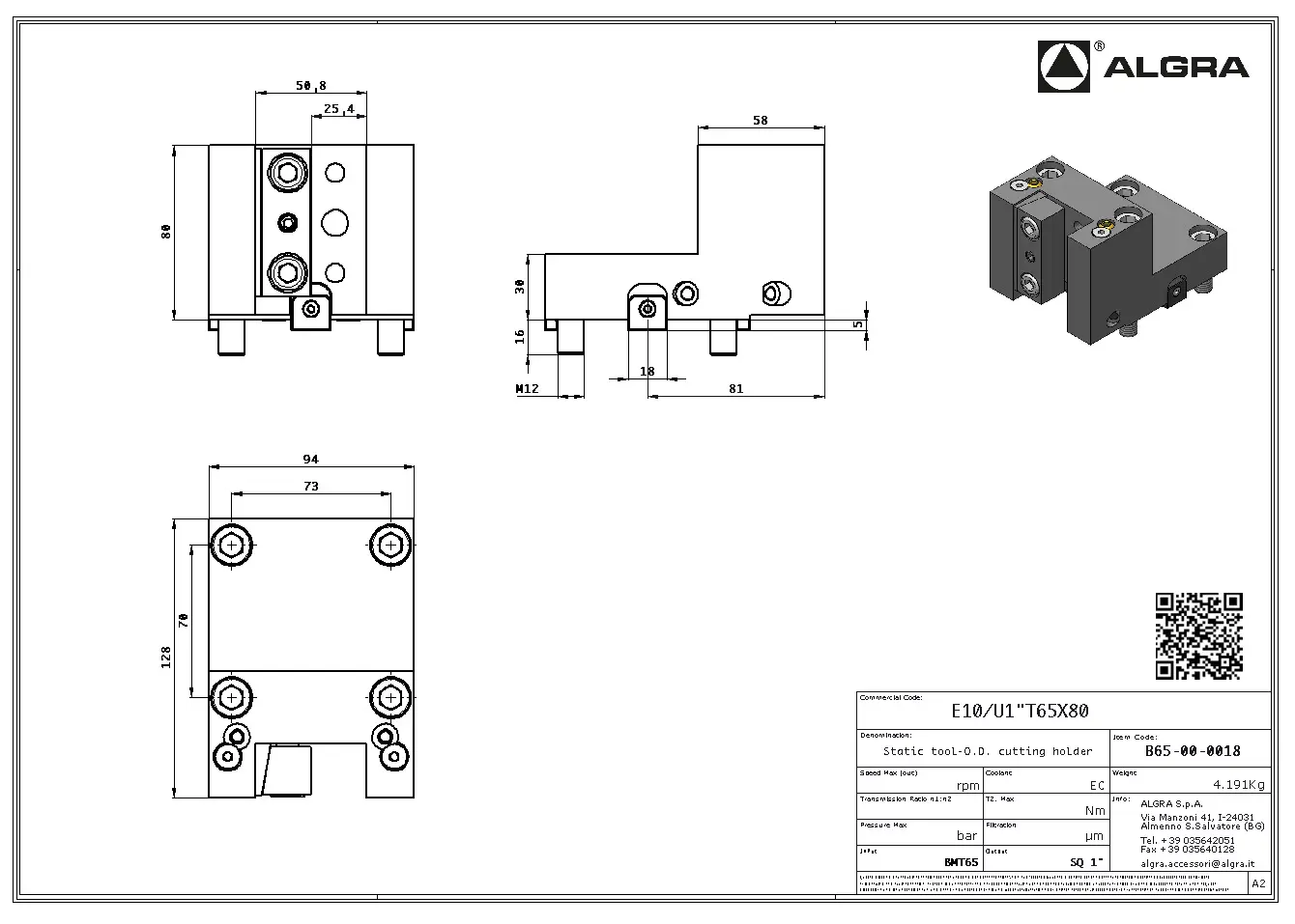 Produktfoto 1 von E10/U1"T65X80