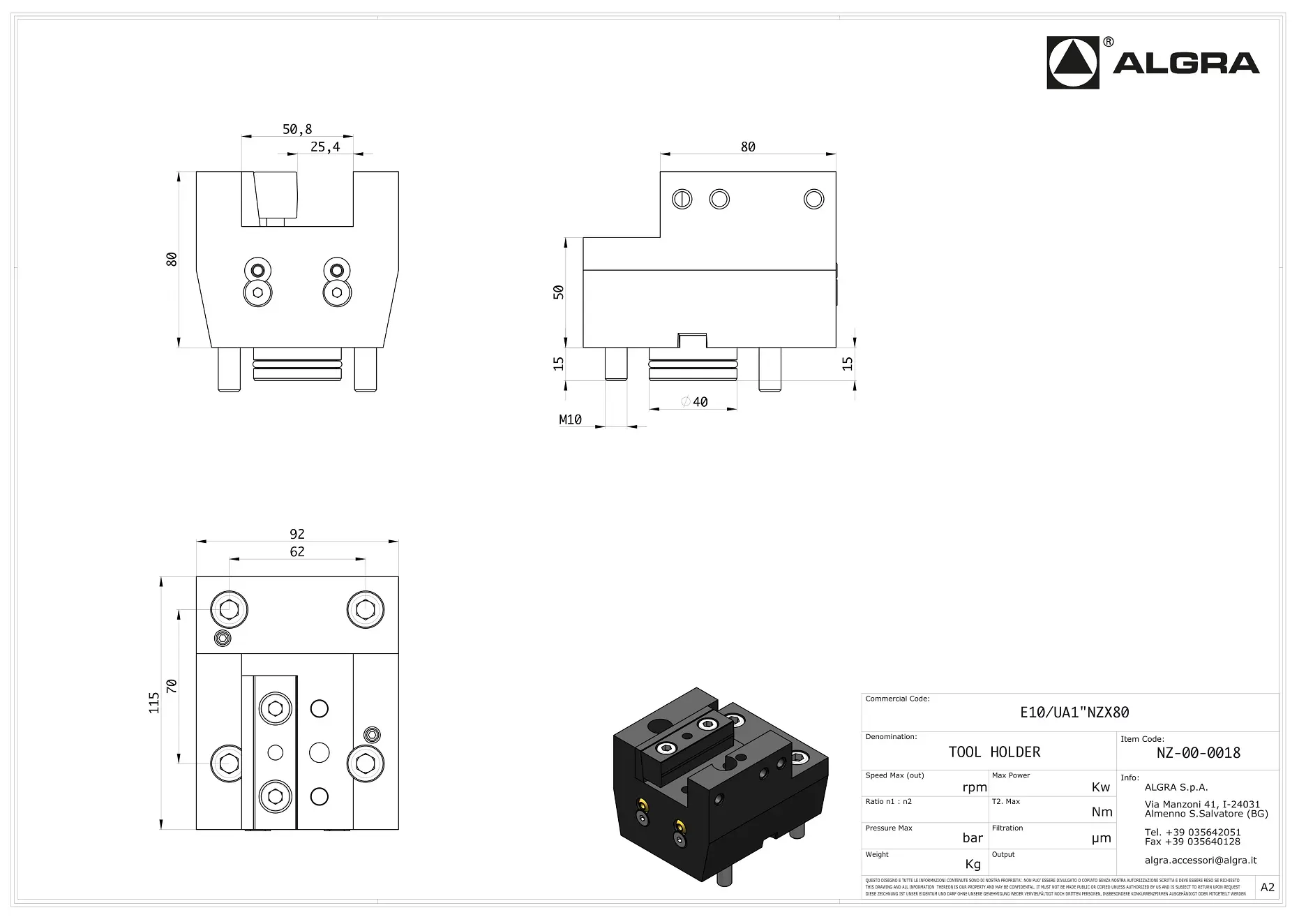 Produktfoto 1 von E10/UA1"NZX80