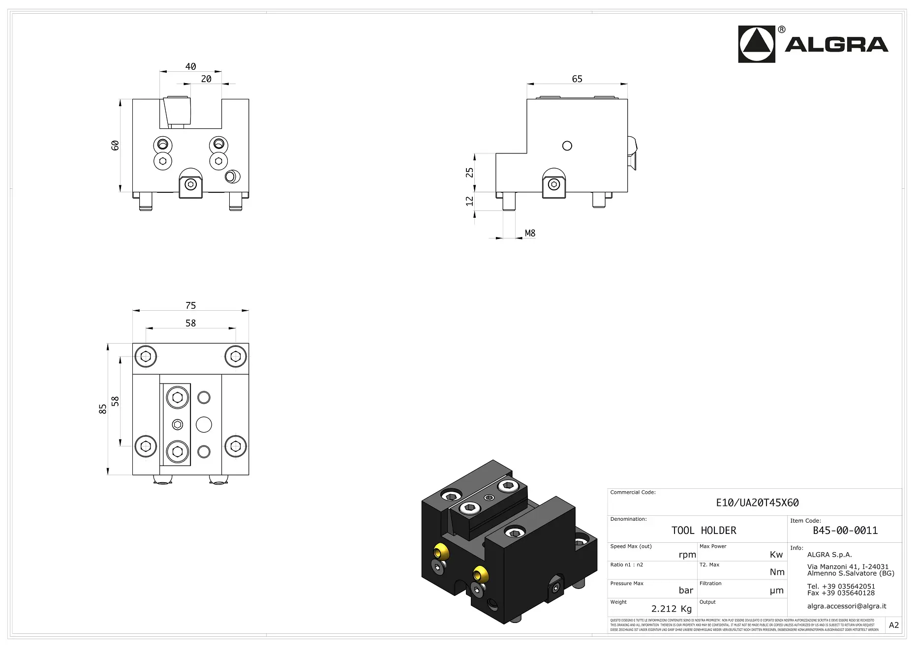 Produktfoto 1 von E10/UA20T45X60