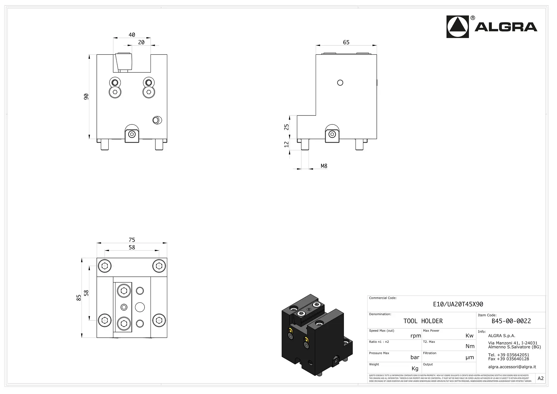 Produktfoto 1 von E10/UA20T45X90