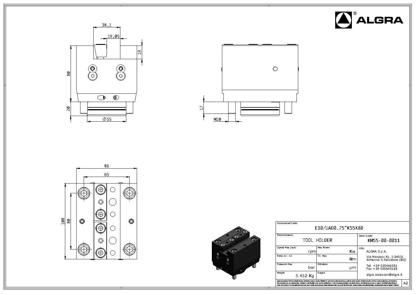 Produktfoto 1 von E10/UAD0.75"K55X80