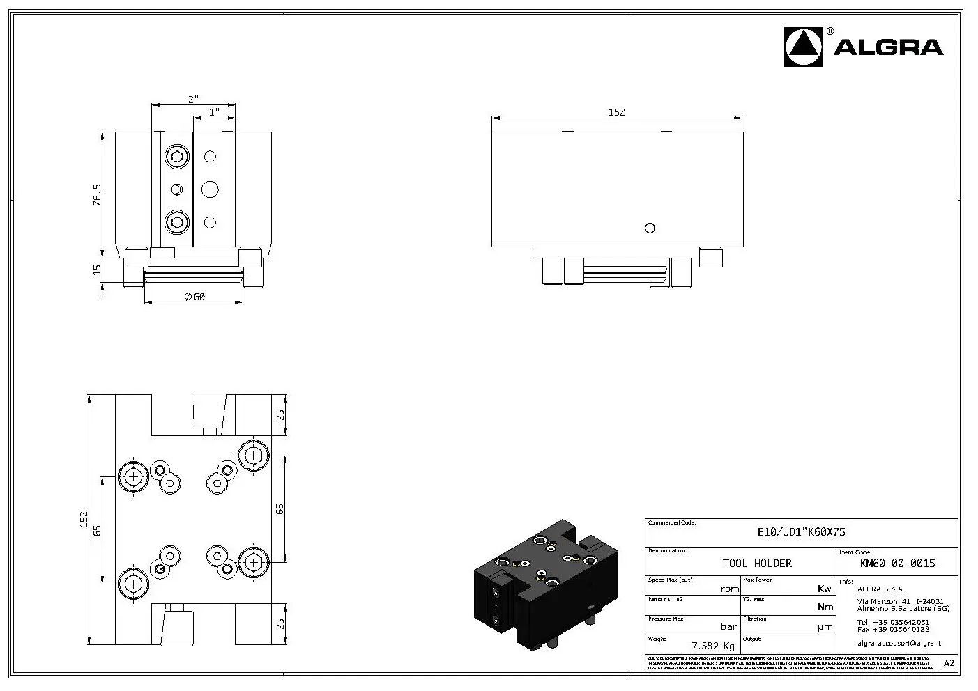 Produktfoto 1 von E10/UD1"K60X75