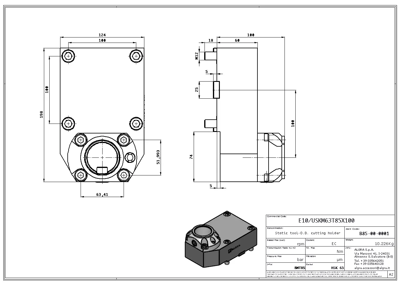 Produktfoto 1 von E10/USKM63T85X100
