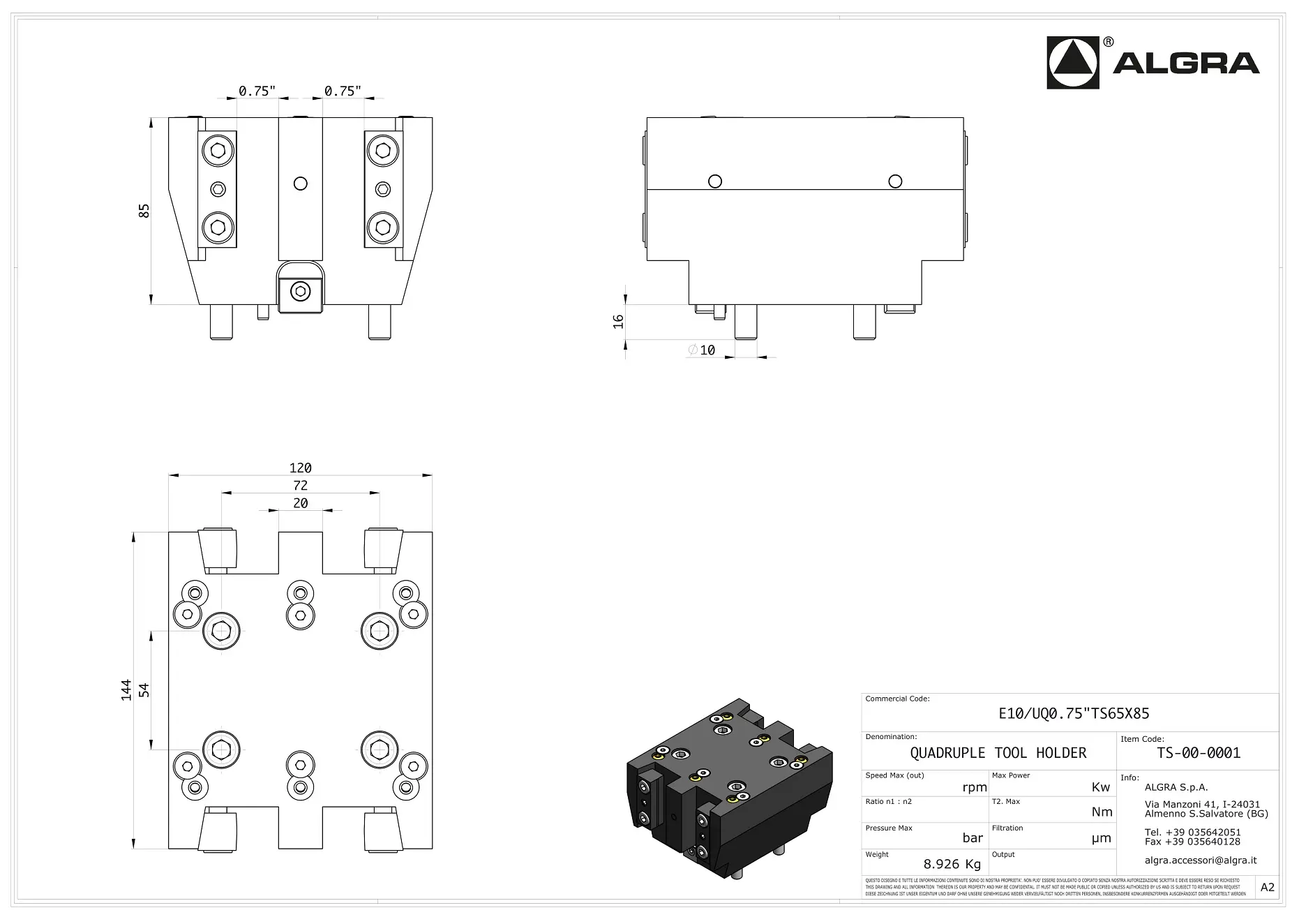 Produktfoto 1 von E10/UQ0.75"TS65X85