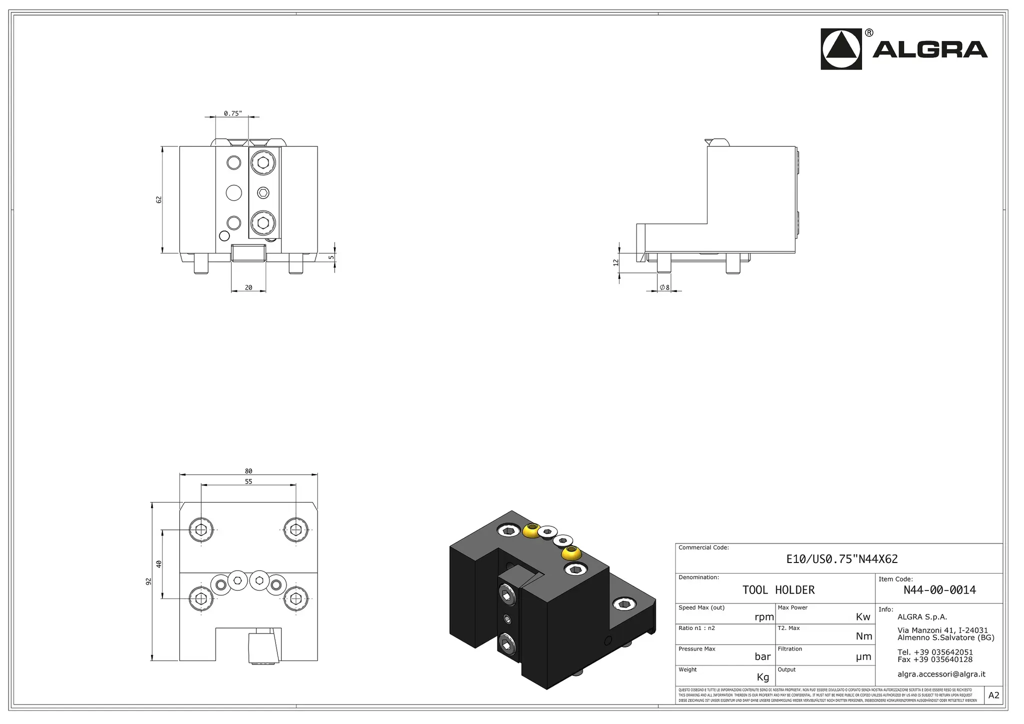 Produktfoto 1 von E10/US0.75"N44X62